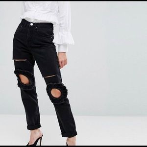 Jeans w/ Circle Cut Outs
